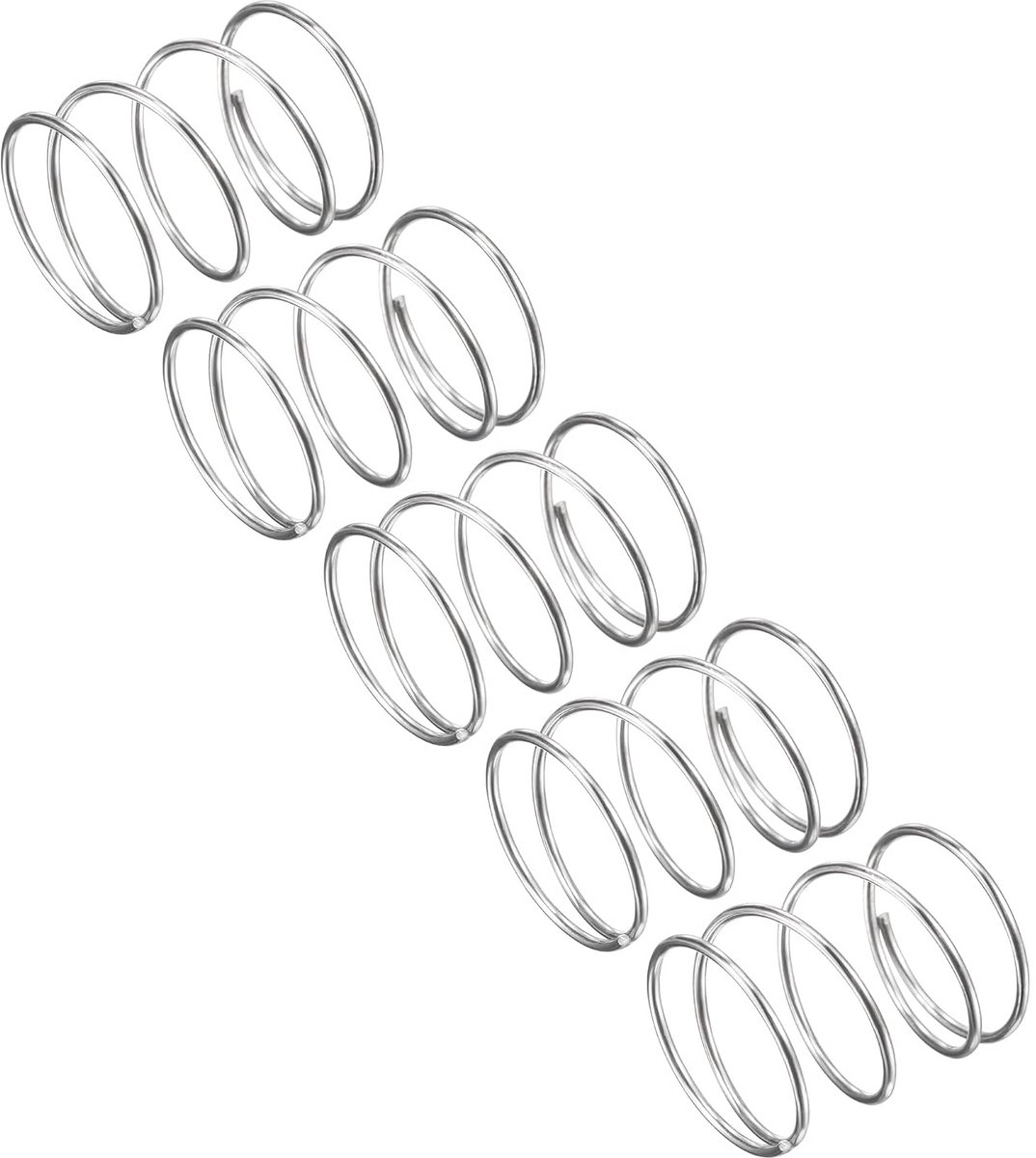 5x Drukveer RVS 304 - Compressieveer 18mm Diameter, 1mm Draaddikte, 25mm Lengte