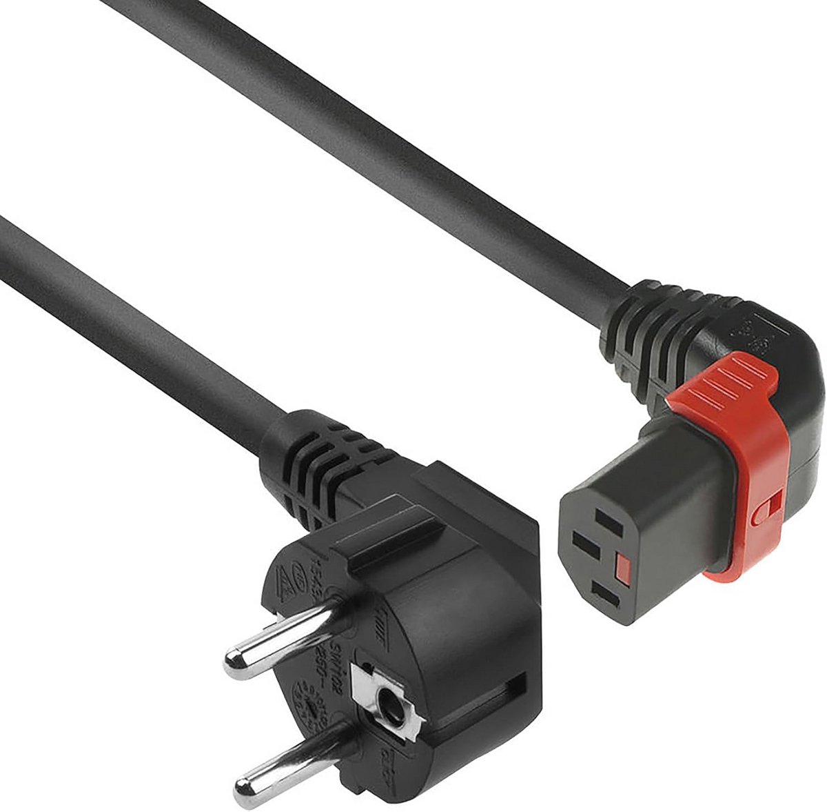 Vergrendelbaar C13 Netsnoer met Hoekstekker 1 Meter voor Servers en PDU's