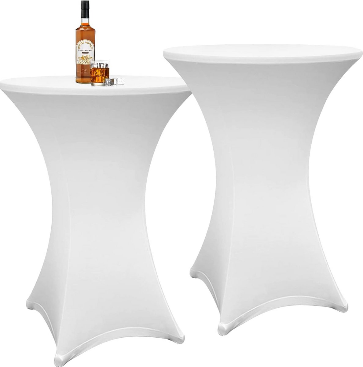 2x Elastische Statafelhoes Wit voor Ronde Bistrotafels Ø 70-75 cm Sneldrogend