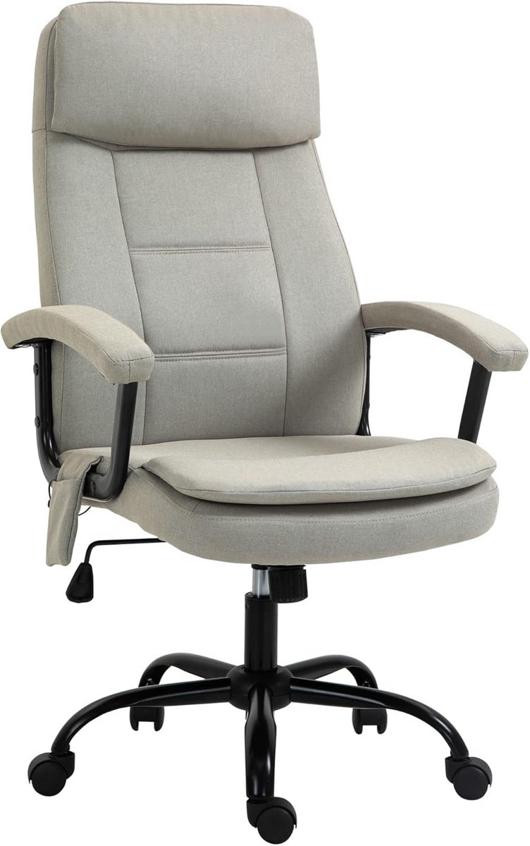 Ergonomische Bureaustoel met Ingebouwde Massagefunctie in Beige Linnenlook