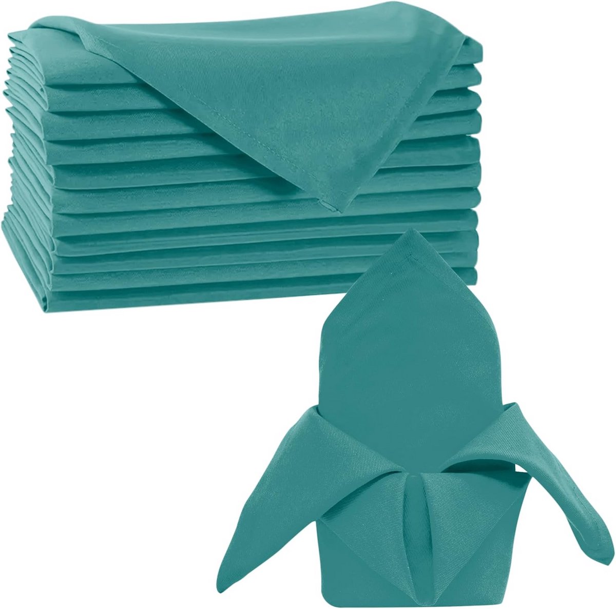 50 Stuks Turquoise Stoffen Servetten Katoen-Polyester voor Diner en Feest