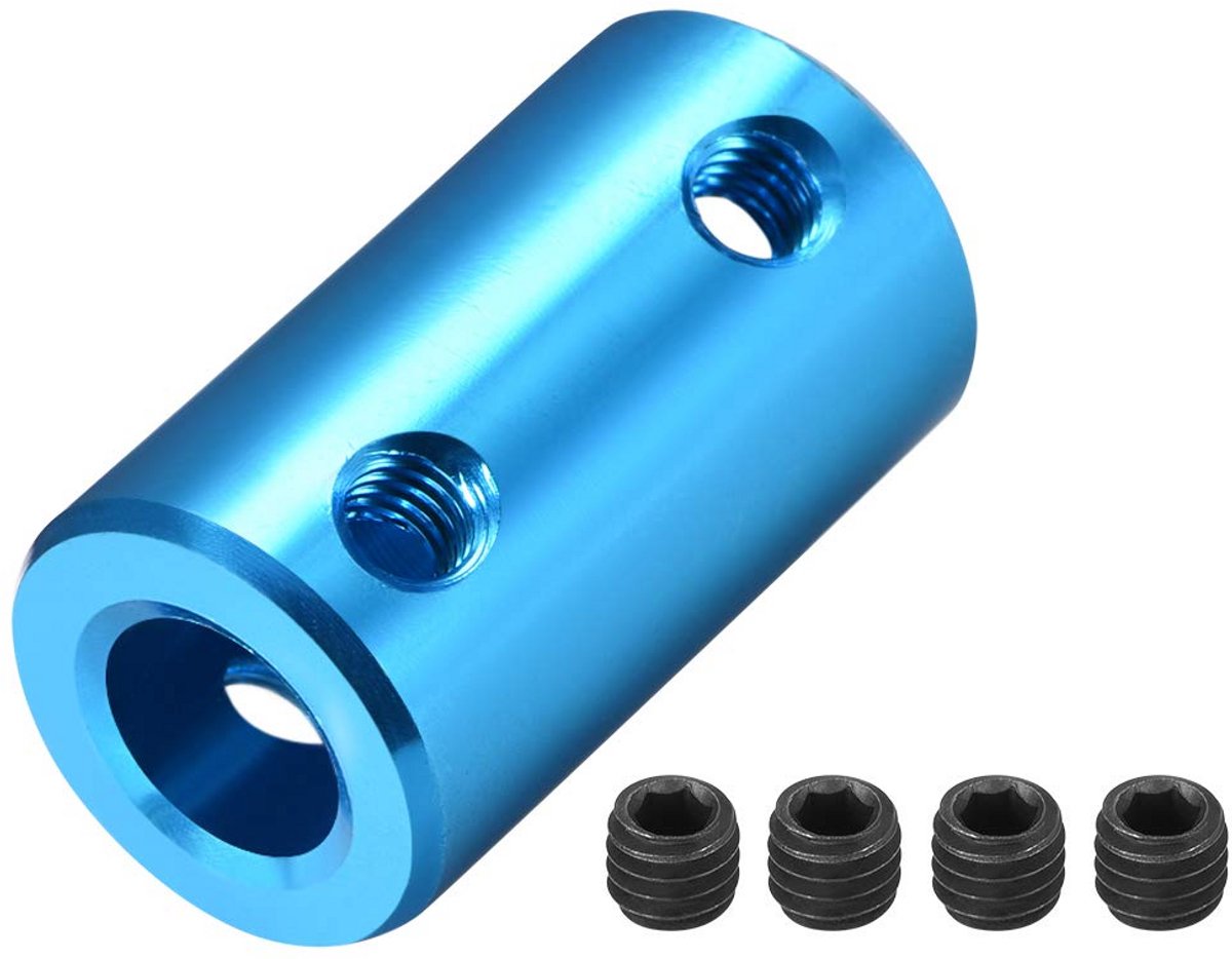 Stijve Askoppeling 8mm naar 8mm Aluminium Blauw voor Assen en Motoren | L25xD14
