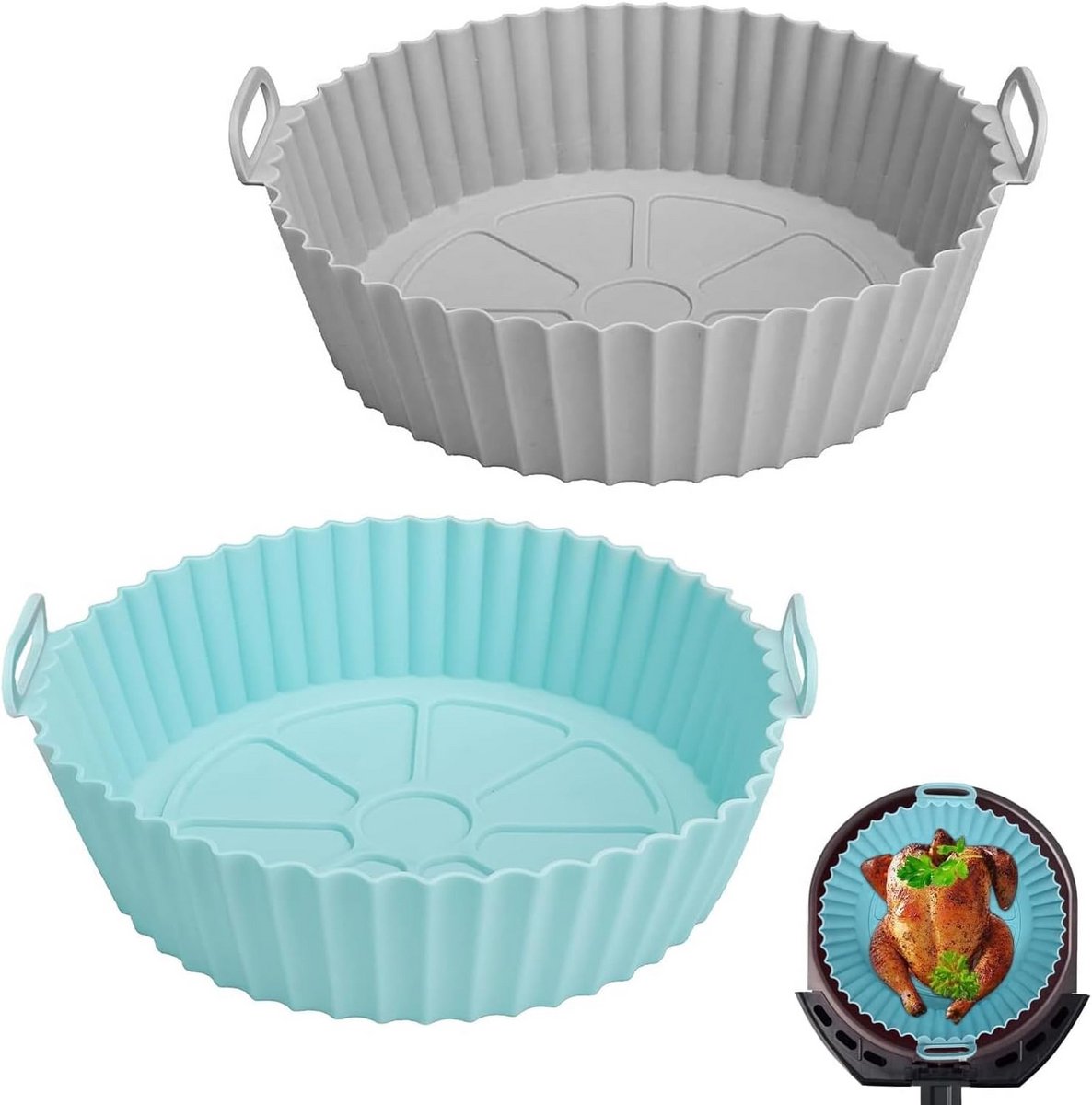 Herbruikbare Siliconen Vorm voor Heteluchtfriteuse - 20 cm Ronde Inzetstuk / Pannenliner
