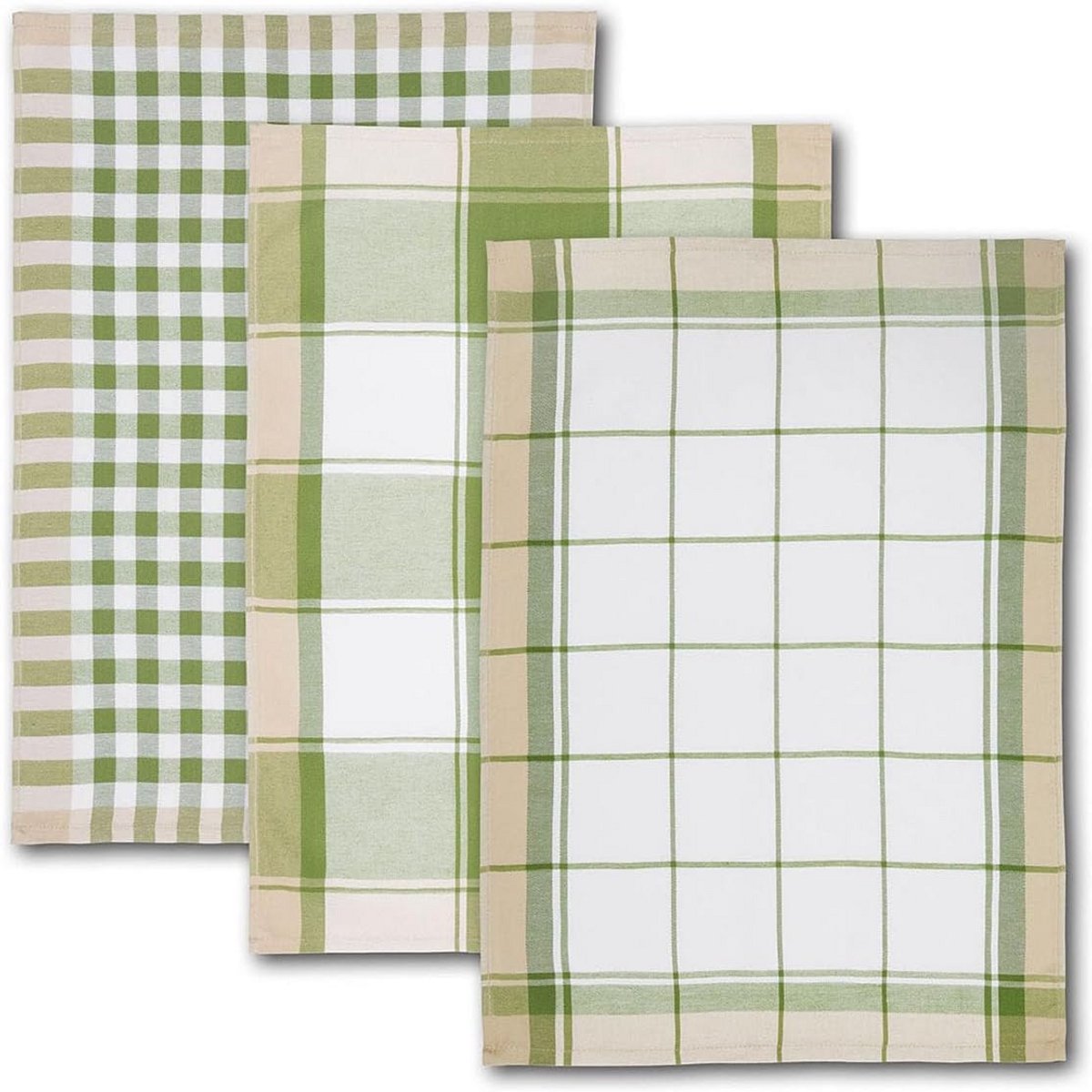 Set van 3 Keukendoeken Katoen Geruit Olijfgroen