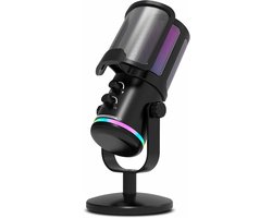 Gaming USB Microfoon Geschikt voor PC PS4/5 – Condensator Mic met Quick Mute, RGB Indicatie, Bureau Stand, Pop Filter & Gain Regeling Geschikt voor Streaming, Discord, Twitch, Podcasts en Video’s (Zwart)