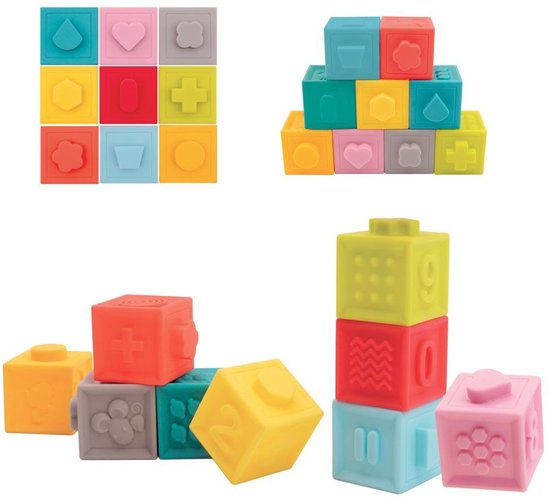 Blokken Set - LUDI Baby - Zachte Babyblokken met Ribbel Textuur van Merkloos — afbeelding 3