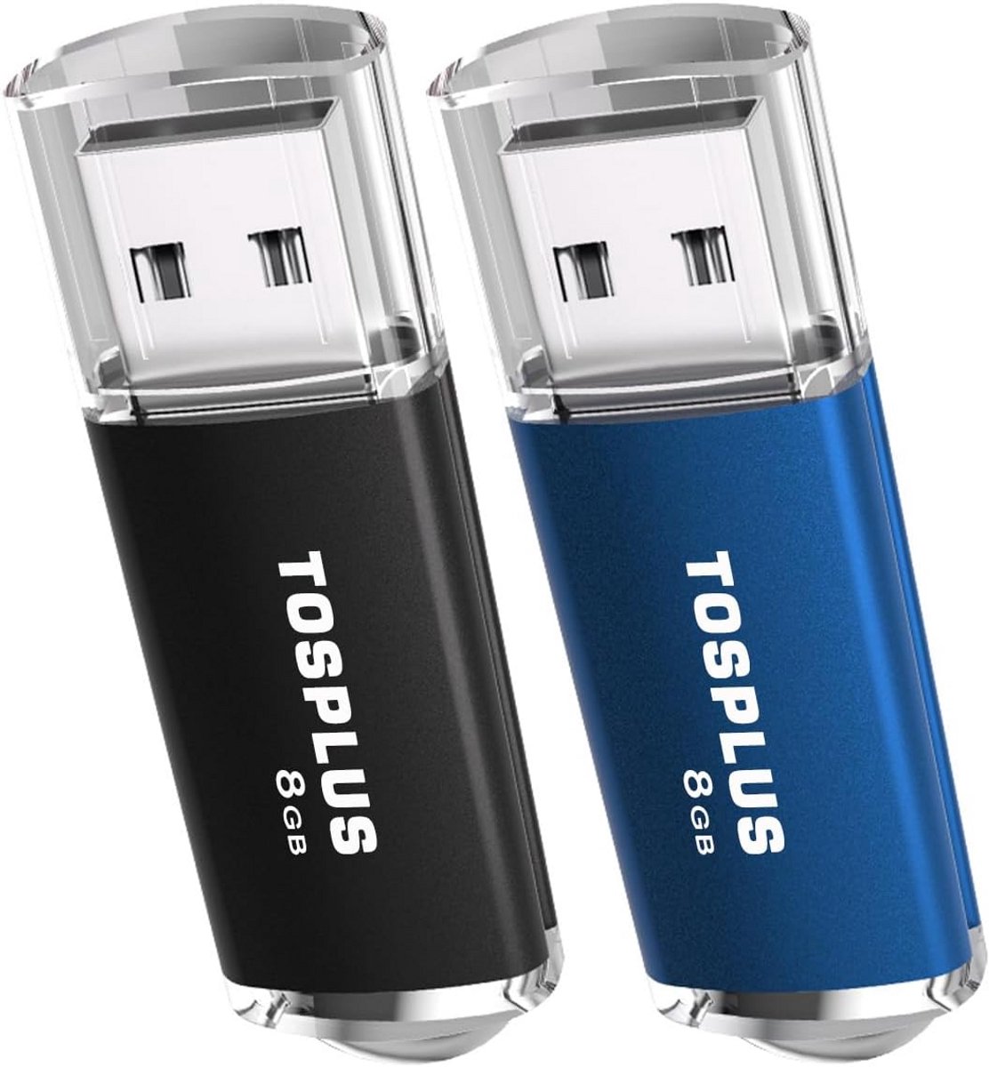 2 stuks 8GB USB 2.0 Flash Drives Set Zwart en Lichtblauw