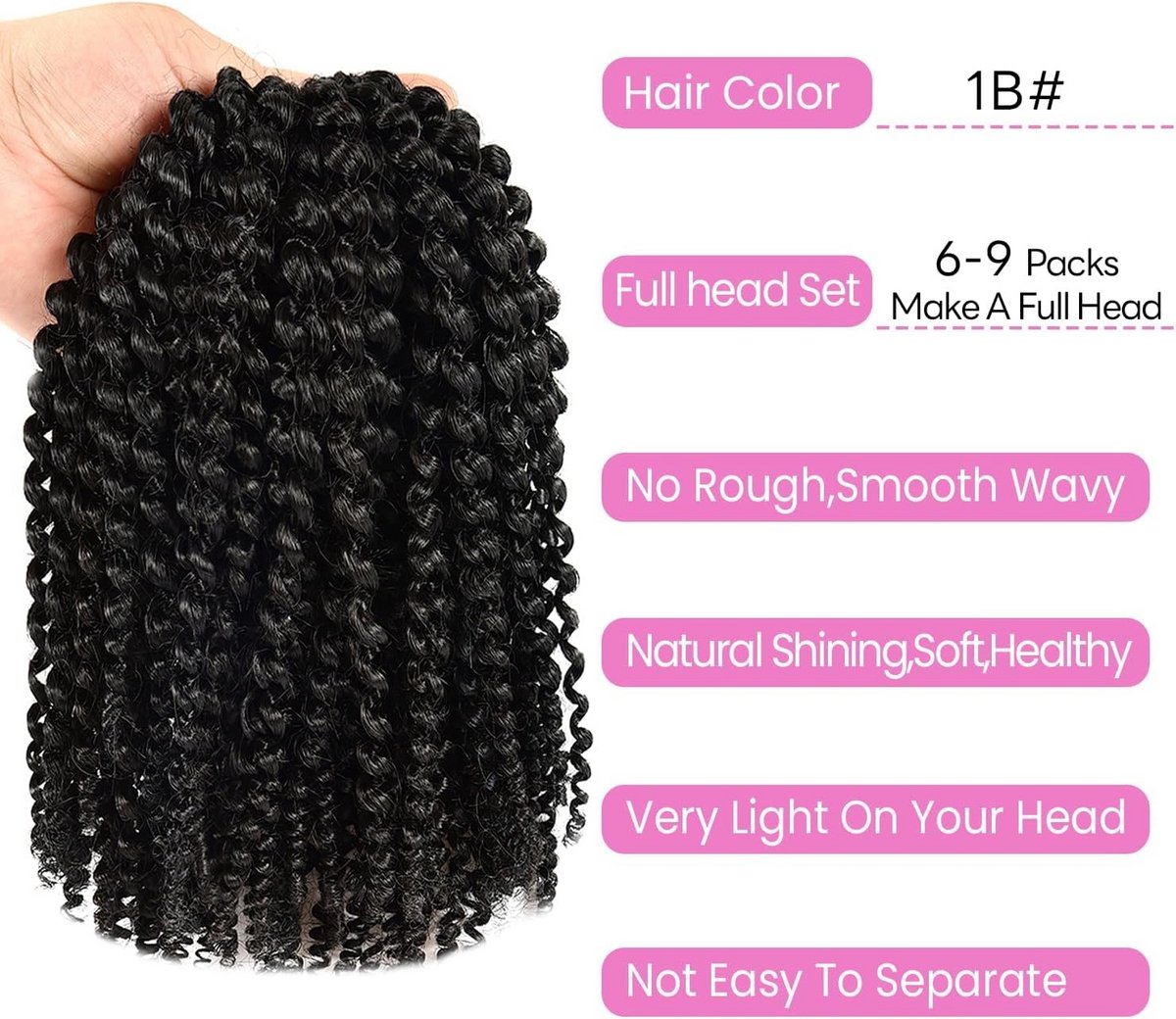 Kinky Curly Crochet Haarverlenging Natuurlijke Look 20cm