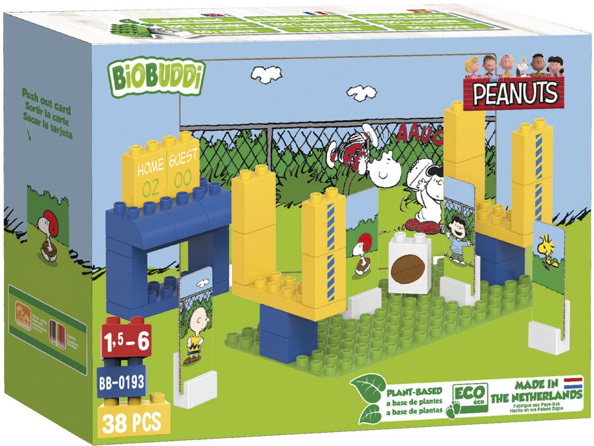 BiOBUDDi bouwblokken Snoopy American Football speelset 38-delig.