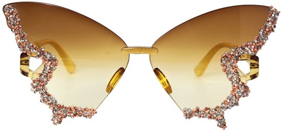 Vlinderzonnebril – Goud – Fashion Accessoire - Fairy - Festival - Hype