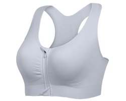 Sportbeha voor vrouwen met ritsvoorkant - Comfortabele compressiebeha voor lichte tot gemiddelde inspanning