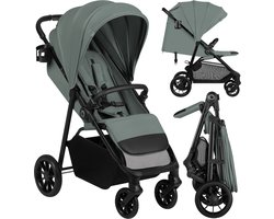 Lionelo Emerald Buggy Wandelwagen – Comfortabele Ligpositie 91 cm – Lichtgewicht & Eén-Hand Opvouwbaar – Geschikt voor 6 Maanden tot 4 Jaar – XXL-Capuchon UPF50+ – Gelagerde EVA-Wielen met Vering – Inclusief Bekerhouder