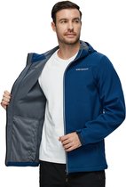 BUBW® Windjack - Outdoorjas Heren - Softshell Jas met Capuchon - Winddicht - Waterafstotend - Ademend - Fleece Gevoerd - Rits Zakken - Outdoor - Maat XL - Navy