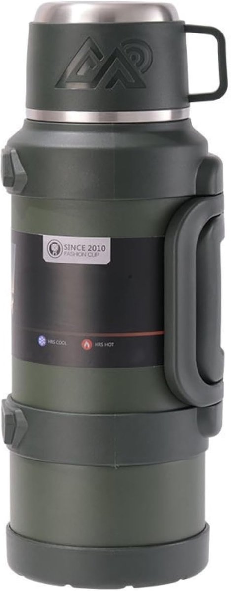 Waterfles Roestvrij Staal- Sterke, Val - en Lekvrije Bpa-Vrije Waterfles van 67Oz - Roestvrij Staal - Grote Sportflessen - Sportwaterfles, Reizen, Wandelen - Groente