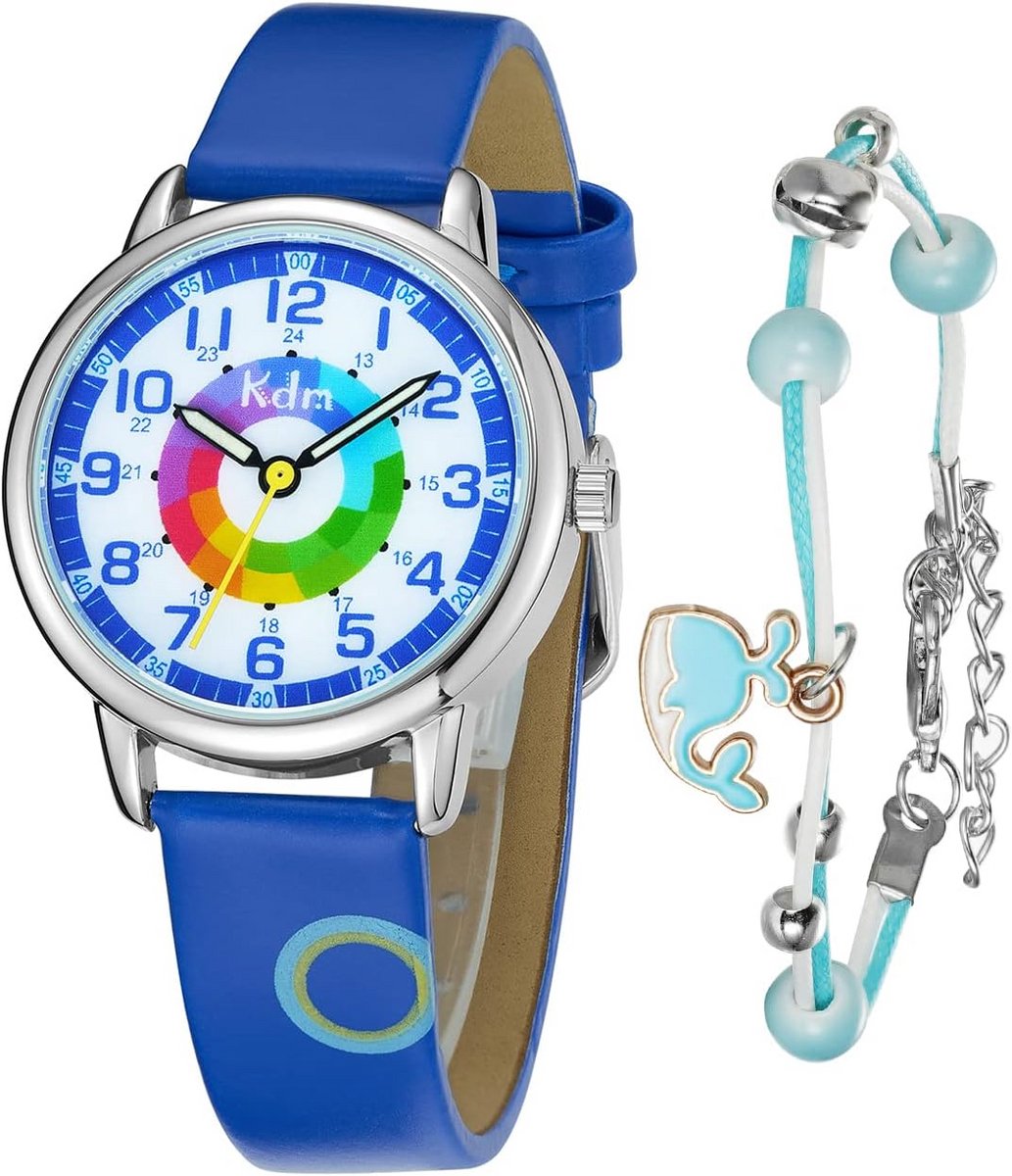 Kindhorloge Analoog Waterdicht met Leren Band voor Meisjes en Jongens