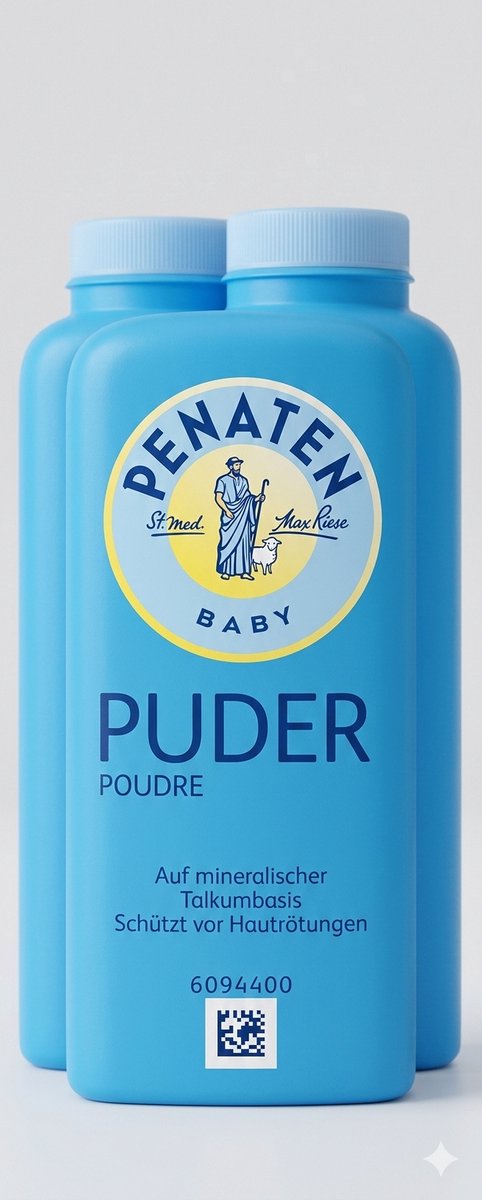 Penaten Baby - Natural baby powder with aloe vera and vitamins - 2 x 100 g - Protects sensitive skin - Moisture-taking and keeps the skin dry - 99% ingredients of natural origin with Kajal Sticker