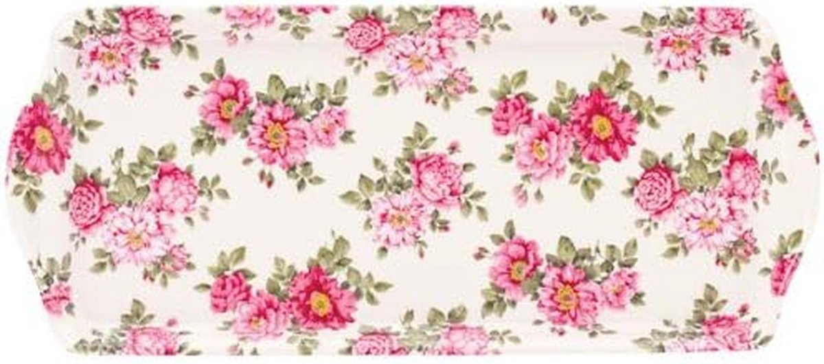 Klein Rechthoekig Dienblad met Rozenprint - Melamine Serveerplateau