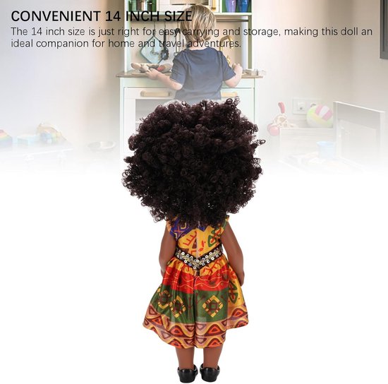 Modepop met Afro Haarstijl, 14 Inch Zwart Speelgoed voor Meisjes van Merkloos — afbeelding 4