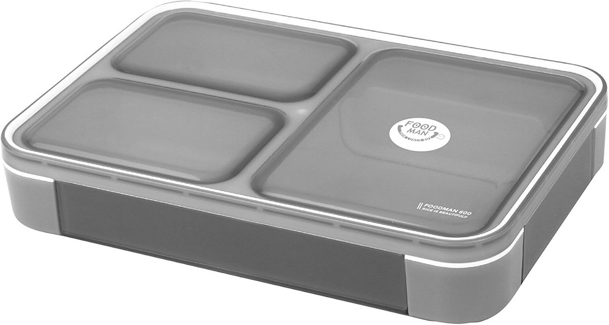 Lunchtrommel Man Grijs 600ml - Compact en Plat Ontwerp