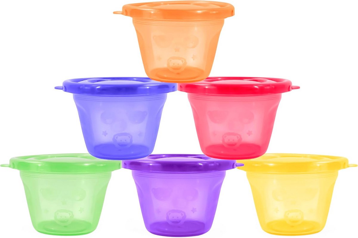 Set van 6 Kleine Opslagcontainers met Deksel (120 ml) - Diverse Kleuren
