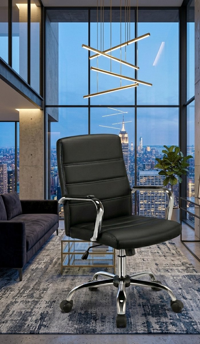 ComfortLuxe Pro Ergonomische Bureaustoel – Zwart Kunstleer – Verstelbaar – 130 kg Belastbaar,Casa Serena