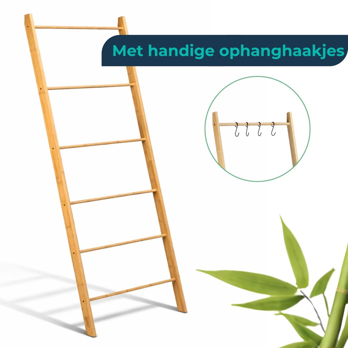 vidaXL - Handdoekladder - Bruin - Bamboe - 150 cm | Leen Bakker