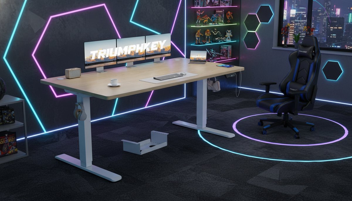 Electric Desk Casa Velluto ErgoComfort – 160x80 cm, Height Adjustable 72-116 cm, 3 Memory Presets, USB Charging Port, Anti-Collision System, Cable Management, Ergonomic Home Office Desk, Beige & White