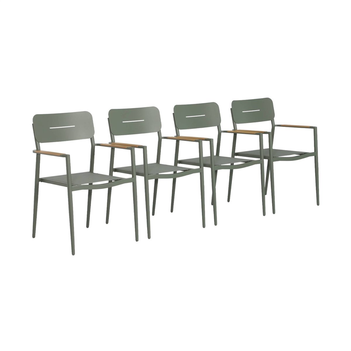 sweeek - Set van 4 tuinstoelen van aluminium en textileen - fira