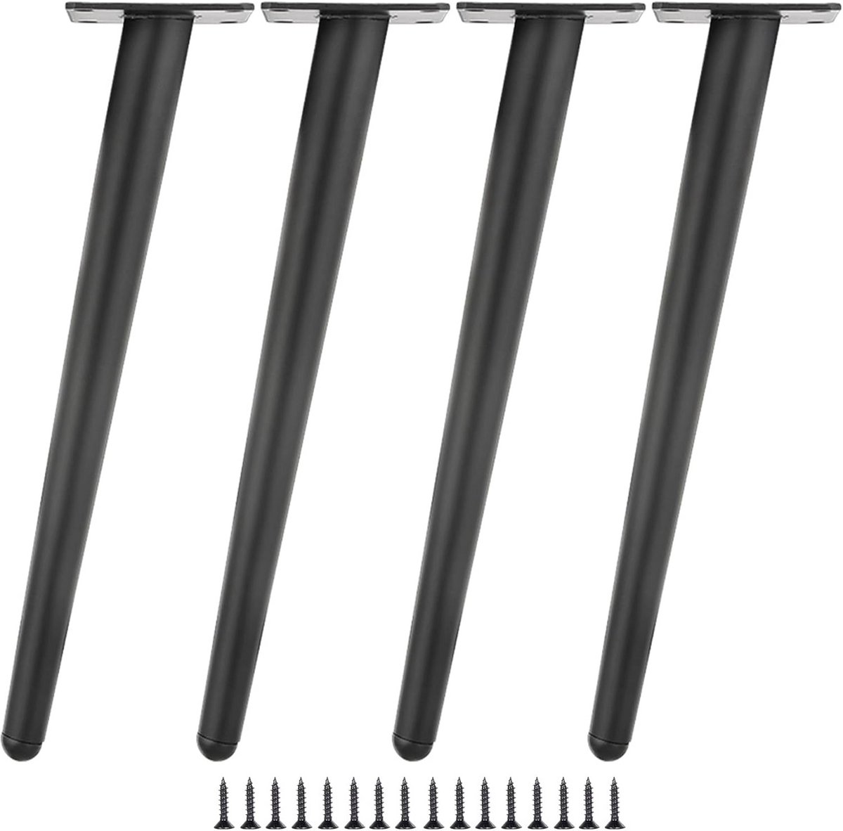 Set van 4 Zwarte Metalen Meubelpoten 40 cm - Robuuste Kast- en Bankpoten