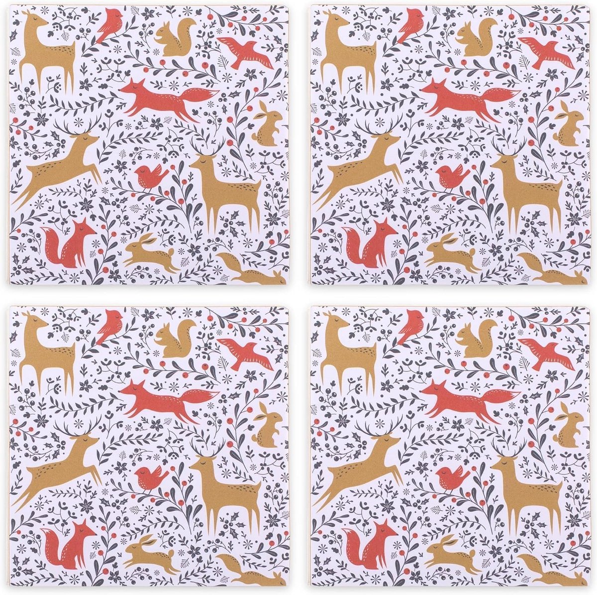 Luxe Gekleurde Papieren Servetten met Natuurprint, 3-laags en Milieuvriendelijk (4 Pak)