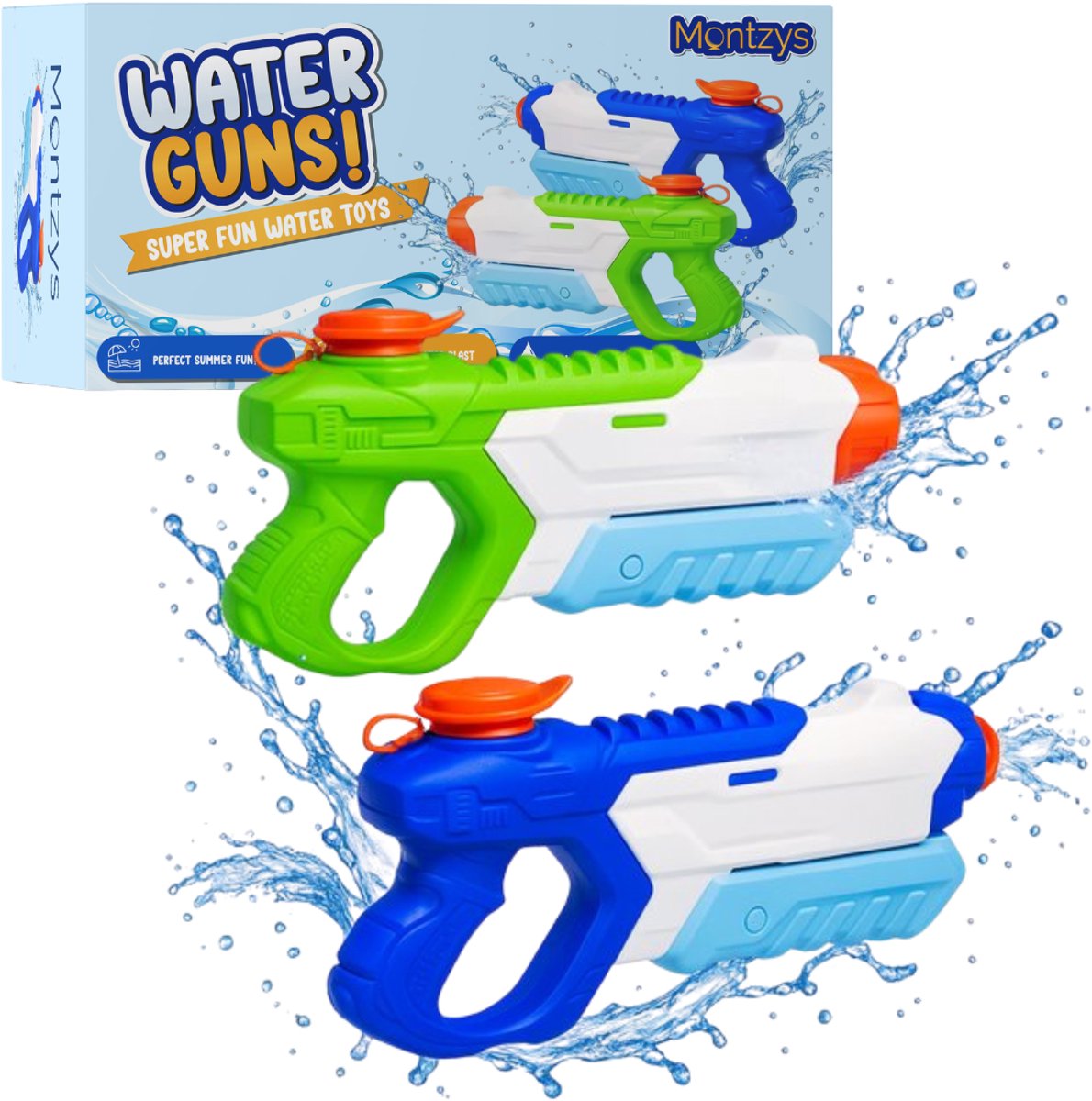 Montzys® Waterpistool Set - 2 Stuks - Water Pistool - Waterspeelgoed & Buitenspeelgoed - Geschikt voor Super Soaker - Speelgoed Kinderen — afbeelding 7