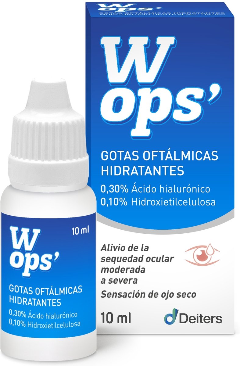 Wops hydraterende oogdruppels 10 ml|Wops moisturizing eye drops 10 ml|Gouttes oculaires hydratantes Wops 10 ml