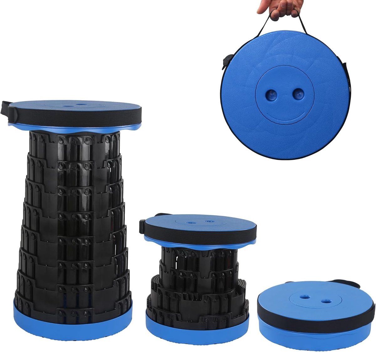Opvouwbare Kruk - Opvouwbare Stoel - Telescopische Kruk - Inklapbare Kruk - Campingstoel - Visstoel - 7 Instelbare Hoogtes - 215 kg Draagkracht - Blauw - 1 Stuk - van Imperatoris