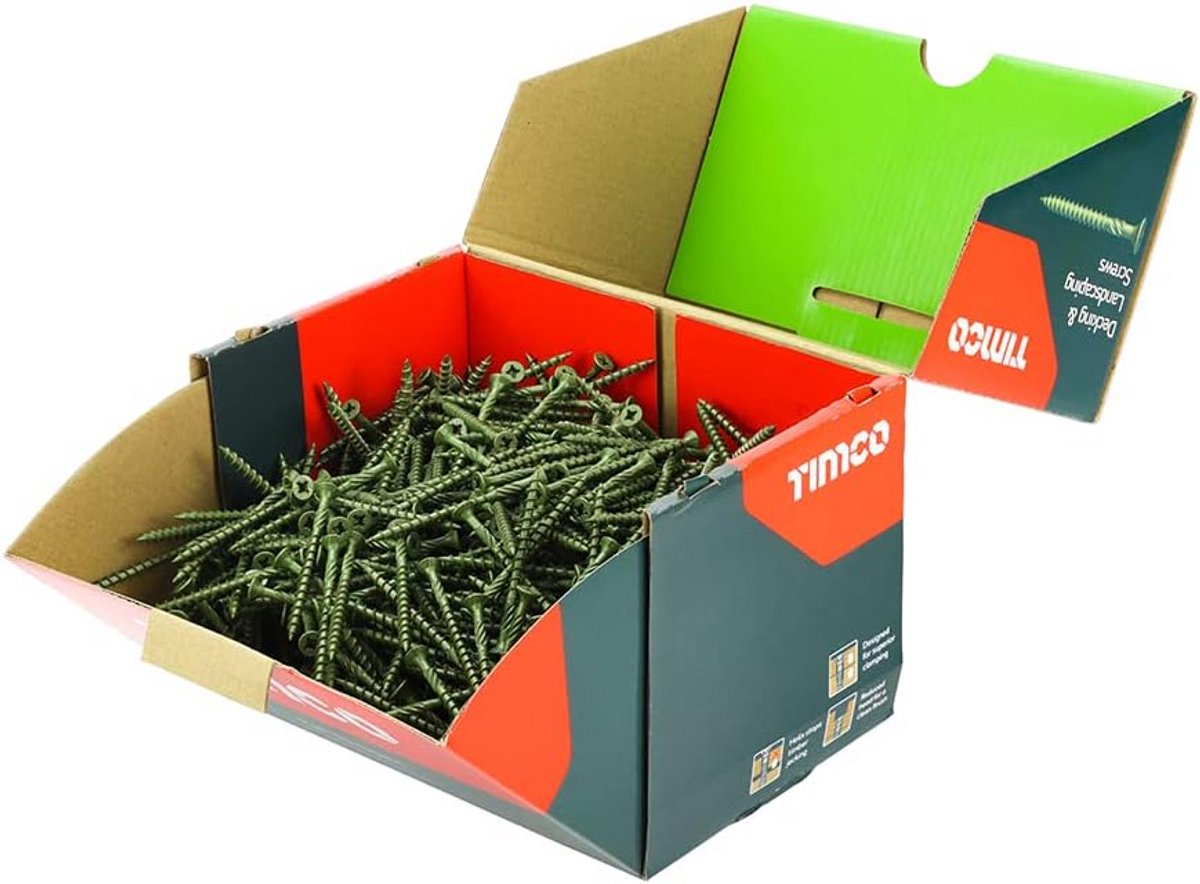 Terrasschroeven Verzinkt Groen voor Houten Vlonders - 4.5 x 60 mm - 1000 Stuks