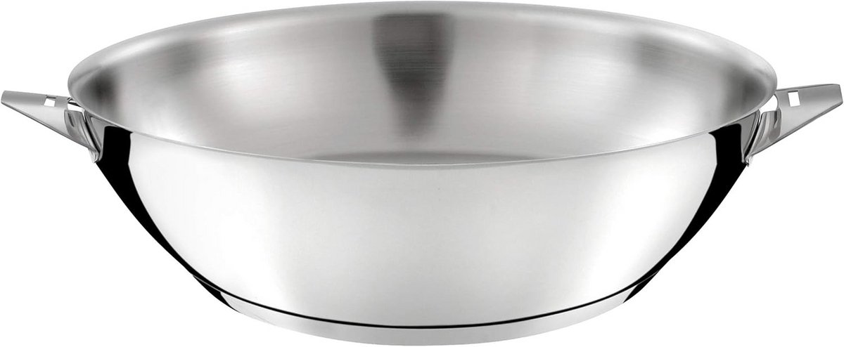 RVS Wok Pan 28 cm Geschikt voor Alle Warmtebronnen Inclusief Inductie
