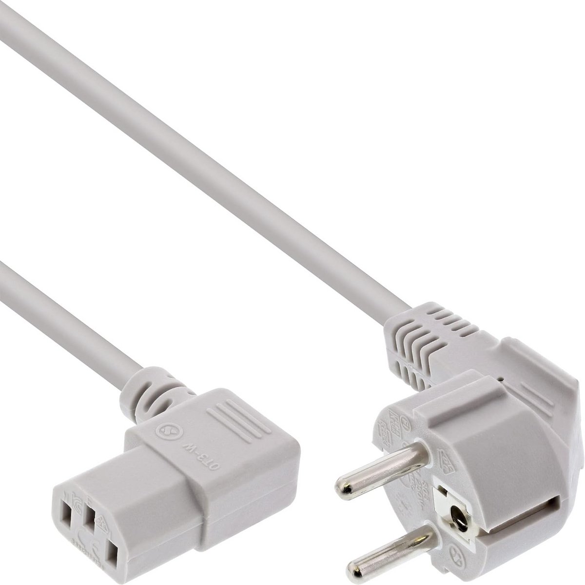 Geaard netsnoer C13 met rechte stekker 0,5 meter grijs