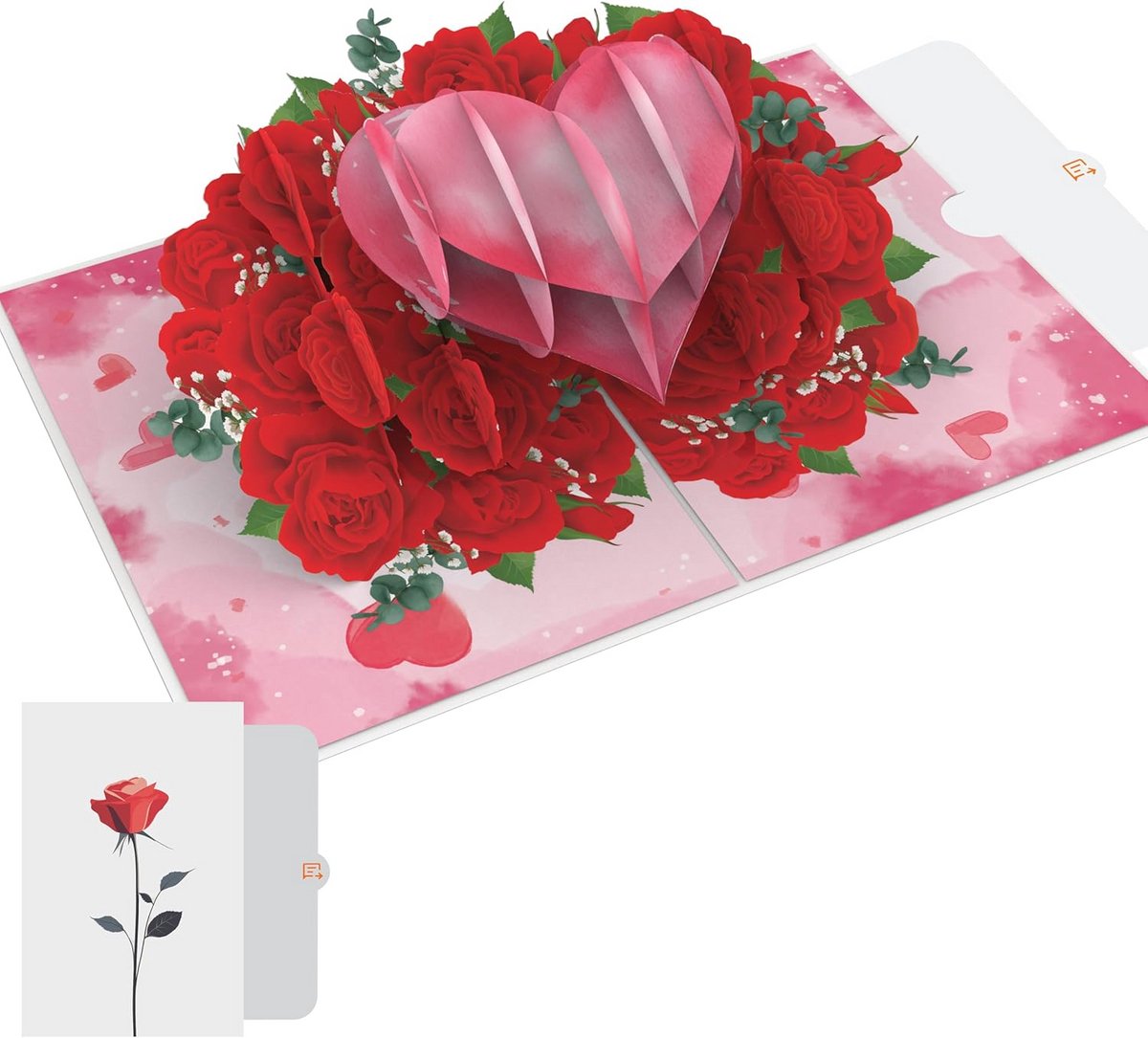 3D Pop-Up Wenskaart met Hart en Bloemen voor Jubileum en Liefde