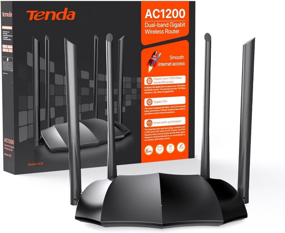 Dual-Band Gigabit WLAN Router AC1200 met 4 Gigabit LAN-poorten en Uitstekende Dekking