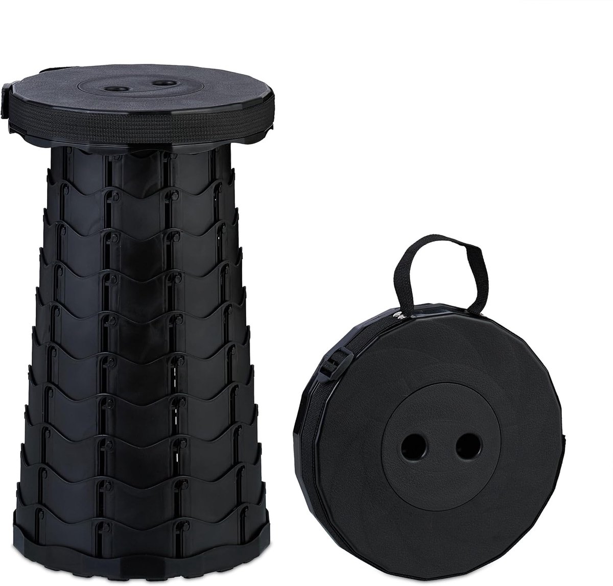 Opvouwbare Kruk - Opvouwbare Stoel - Telescopische Kruk - Inklapbare Kruk - Campingstoel - Visstoel - Kunststof - 44,5 cm Hoog - 100 kg Draagkracht - Zwart - van Imperatoris