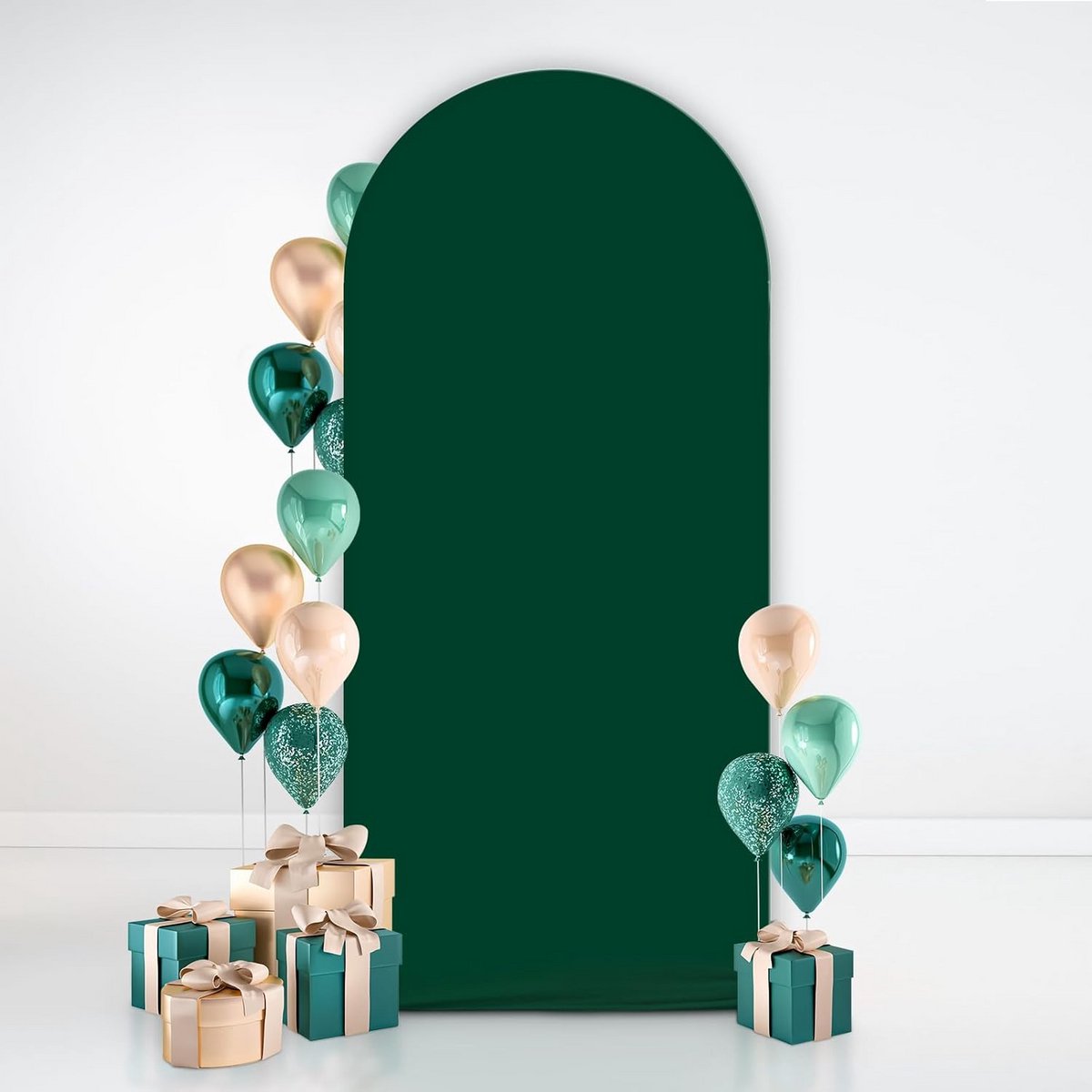 Dubbelzijdige Groene Boog Achtergrond Rond Bovenkant 180x120 cm - Wasbare Spandex Decoratie voor Feest en Bruiloft