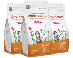 Almo Nature Kattenvoer Droog Life Maintenance Kitten Kip & Rijst - 3 x 400 gr - Voordeelverpakking