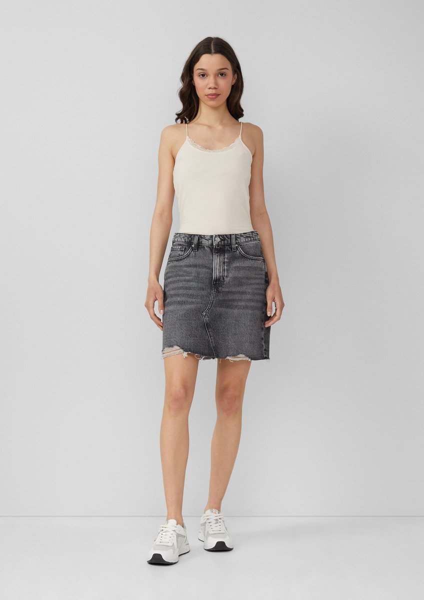 Q/S designed by - Dames rok - Maat 38 - Vrouwen - 97Y4 GREY/BLACK -