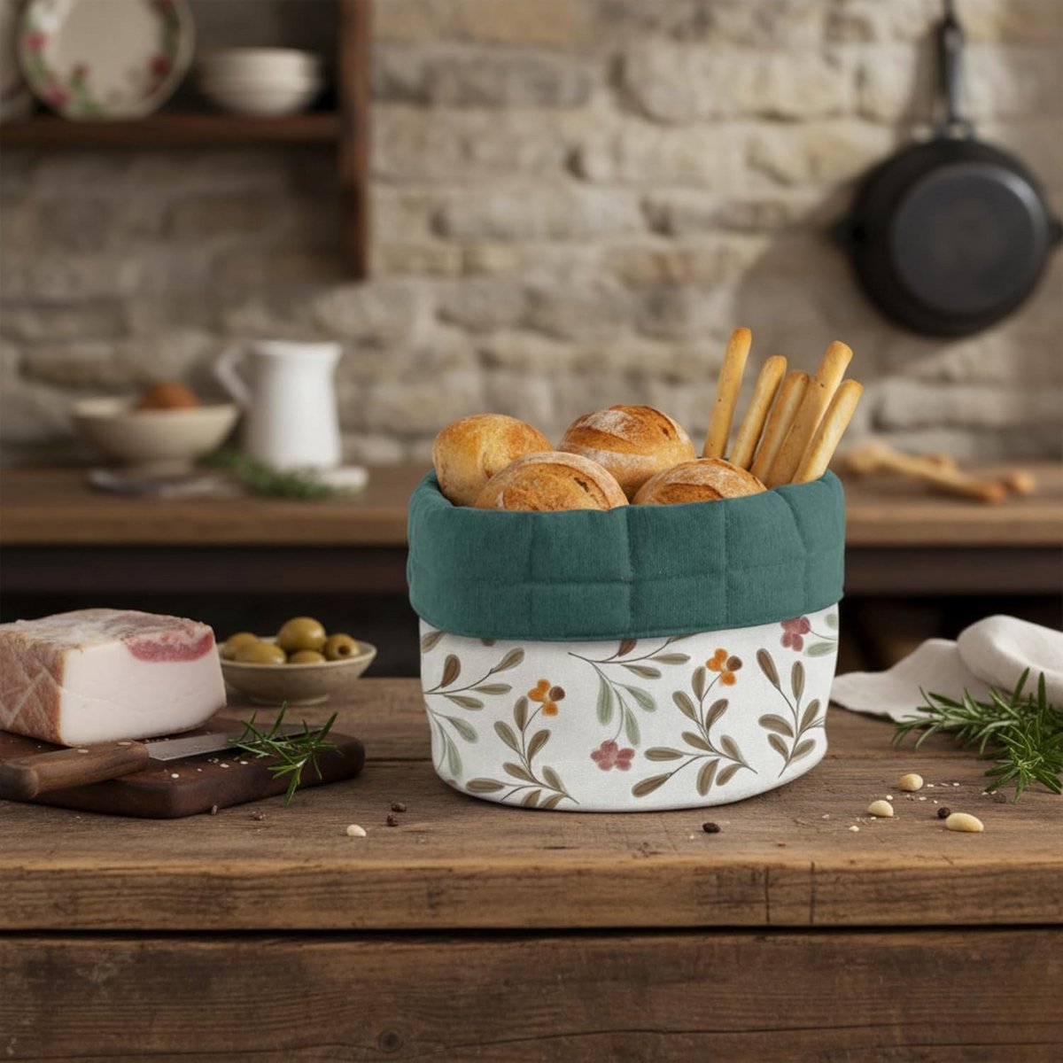 Set van 19x19 cm stoffen broodmandjes voor op tafel
