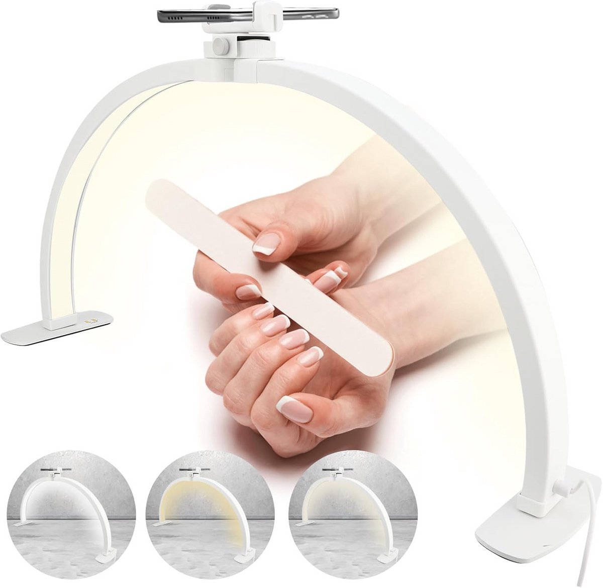 Instelbare Halve Maan LED Lamp voor Nagelstylisten, Tatoeëerders en Schoonheidssalons - Dimbaar Licht 3000-6000K