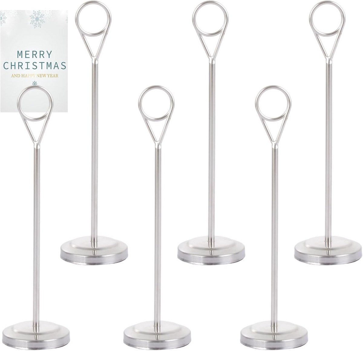6 Stuks Tafelnummerhouders Zilver voor Evenementen en Restaurants