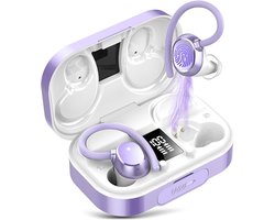 SoNis Draadloze Sport Oordopjes - 120 uur Speeltijd - Ruisonderdrukking - Waterbestendigheid - 5.3 Bluetooth Oordopjes - Sport Oortjes - Oortjes Draadloos – Paars