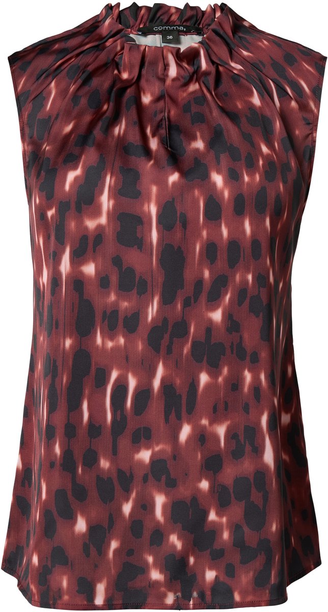 comma - female - Satijnen blouse met rimpels