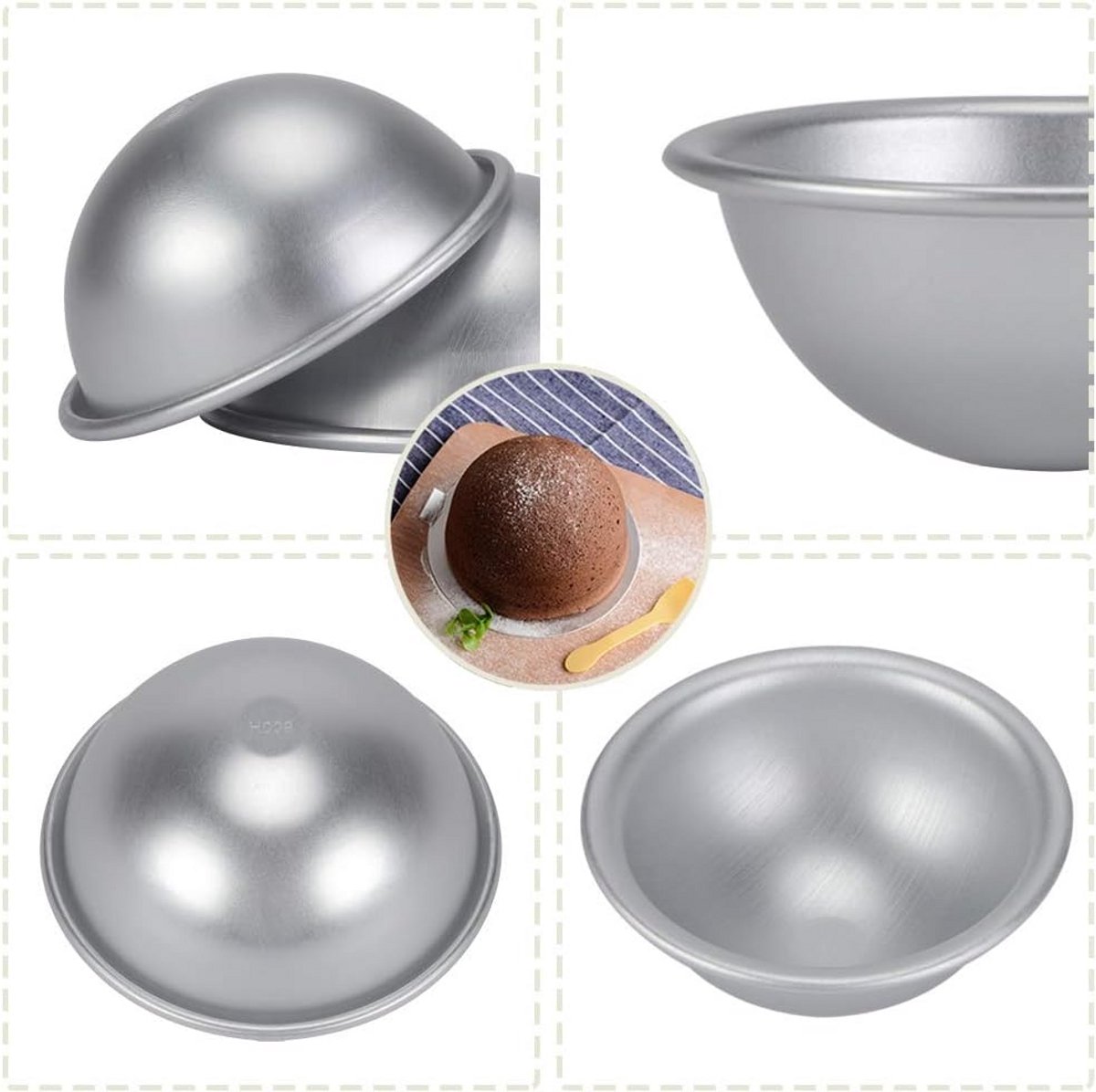 Halfronde Bakvorm Set van 4 - Aluminium voor Cake, Mousse en Desserts