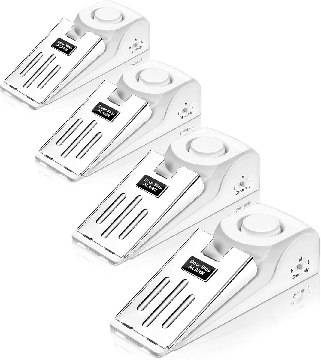 4x Deurstopper Alarm met Antislip, Draagbaar Inbraakbeveiliging voor Thuis en Reizen