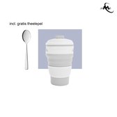 Koffiebeker to go Verkleinbare Beker - Duurzame koffiebeker - Reisbeker - Travel cup - 350 ml - Coffee to go - Grijs